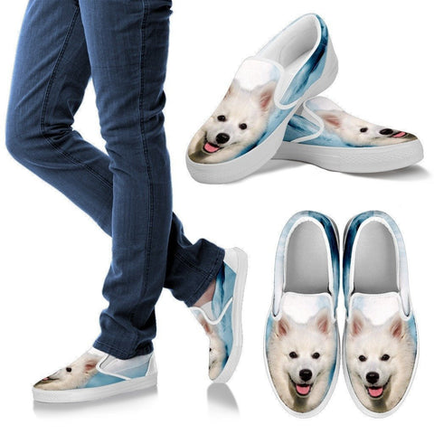 American Eskimo Print Slip Ons For Womens- Express Shipping-Paww-Printz-Merchandise