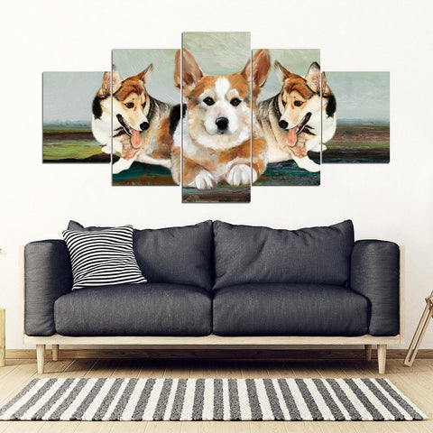 Pembroke Welsh Corgi Print-5 Piece Framed Canvas- Free Shipping-Paww-Printz-Merchandise