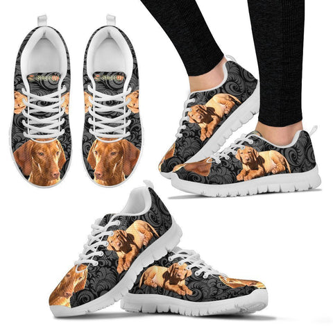 Vizsla On Black-Women's Running Shoes-Free Shipping-Paww-Printz-Merchandise