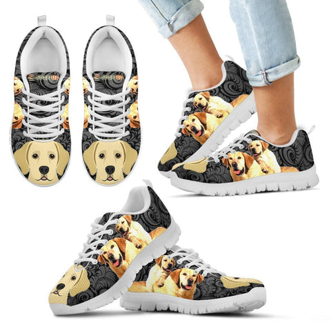 Labrador Retriever On Black Print-Kid's Running Shoes-Free Shipping-Paww-Printz-Merchandise