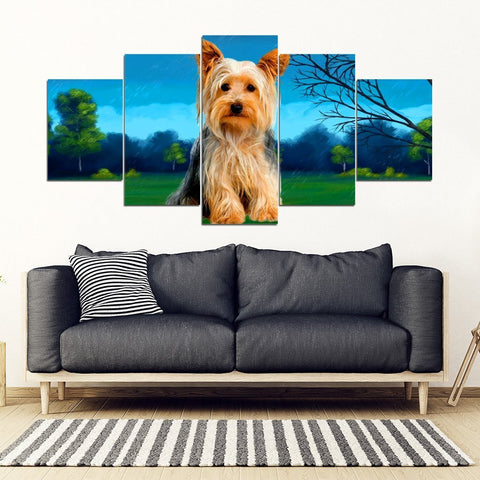 Cute Yorkie(Yorkshire Terrier) Print 5 Piece Framed Canvas- Free Shipping-Paww-Printz-Merchandise