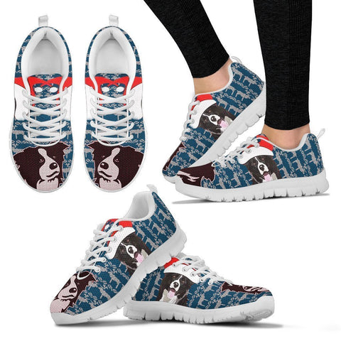Border Collie Dog Print Christmas Running Shoes For Women-Free Shipping-Paww-Printz-Merchandise