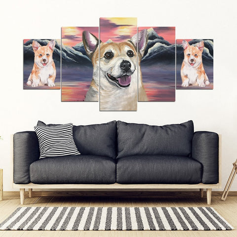 Pembroke Welsh Corgi On Mountain Print-5 Piece Framed Canvas- Free Shipping-Paww-Printz-Merchandise