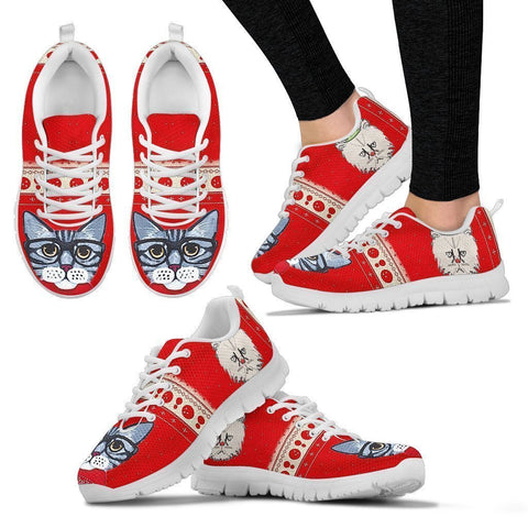 Siberian Cat Christmas Running Shoes For Women- Free Shipping-Paww-Printz-Merchandise