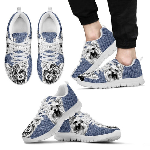 Yorkshire Sketch Print (Black/White) Running Shoes For Men-Free Shipping Limited Edition-Paww-Printz-Merchandise