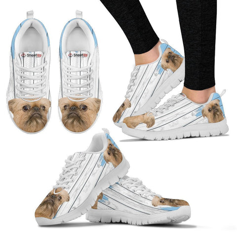 Brussels Griffon (Griffon Bruxellois) Blue White Print Sneakers For Women-Free Shipping-Paww-Printz-Merchandise