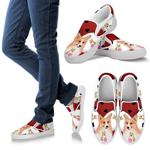 Valentine's Day Special-Pembroke Welsh Corgi Print Slip ons For Women-Free Shipping-Paww-Printz-Merchandise