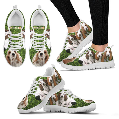 Basset Hound On Green-Women's Running Shoes-Free Shipping-Paww-Printz-Merchandise