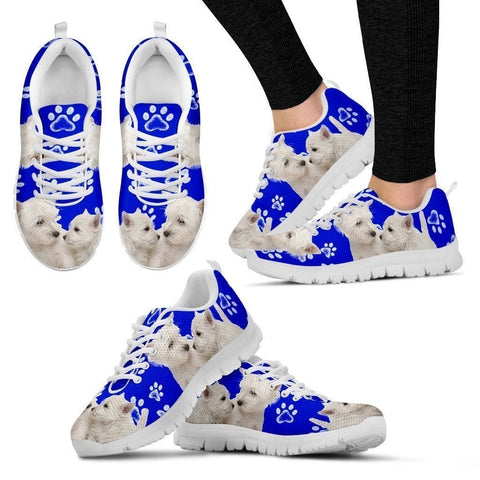 Paws Print West Highland White Terrier (Black/White) Running Shoes For Women-Express Shipping-Paww-Printz-Merchandise