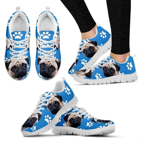 Paws Print Pug Dog (Black/White) Running Shoes For Women- Express Delivery-Paww-Printz-Merchandise