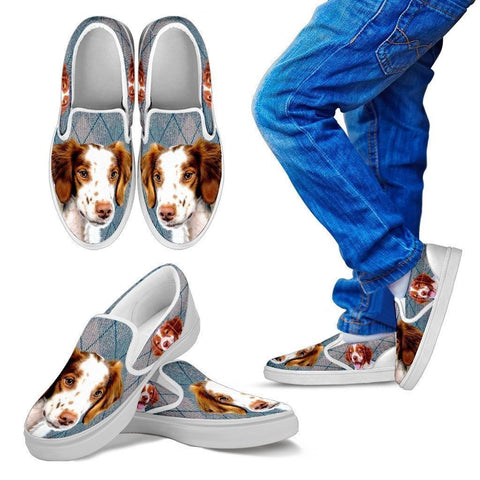 Brittany Dog Print Slip Ons For Kids-Express Shipping-Paww-Printz-Merchandise