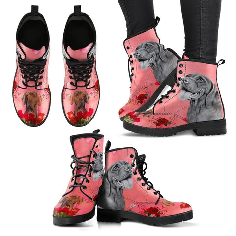 Valentine's Day Special-Vizsla Dog With Red Rose Print Boots For Women-Free Shipping-Paww-Printz-Merchandise