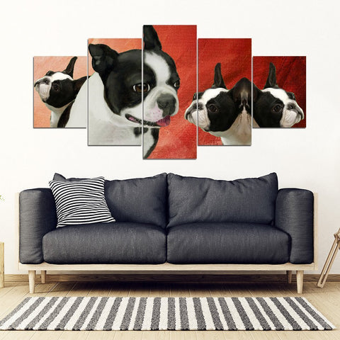 Boston Terrier Print-5 Piece Framed Canvas- Free Shipping-Paww-Printz-Merchandise