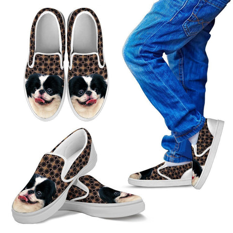 Japanese Chin Print Slip Ons For Kids-Free Shipping-Paww-Printz-Merchandise