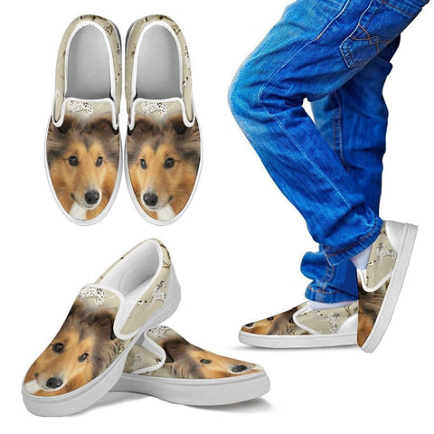 Shetland Sheepdog Print Slip Ons For Kids - Express Shipping-Paww-Printz-Merchandise