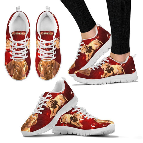 Vizsla On Red-Women's Running Shoes-Free Shipping-Paww-Printz-Merchandise