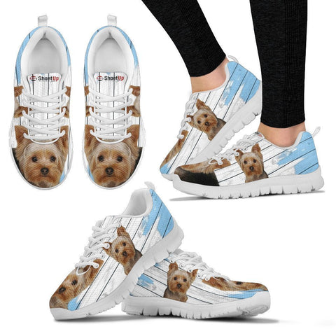 Yorkshire Blue White Print Sneakers For Women-Free Shipping-Paww-Printz-Merchandise