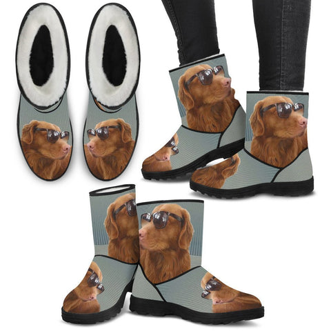 Nova Scotia Duck Tolling Retriever Print Faux Fur Boots For Women-Free Shipping-Paww-Printz-Merchandise