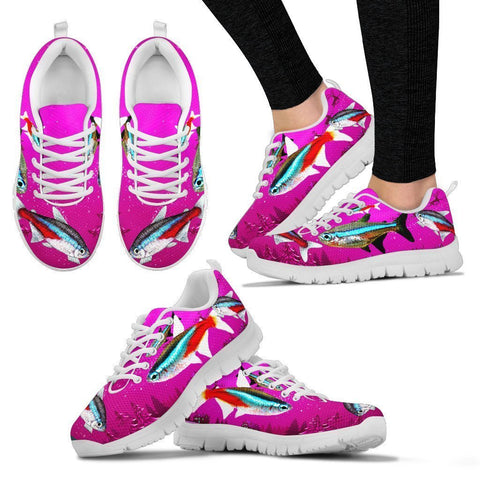 Neon Tetra Fish Print Christmas Running Shoes For Women- Free Shipping-Paww-Printz-Merchandise