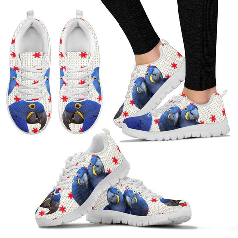 Hyacinth Macaw Parrot Print Christmas Running Shoes For Women-Free Shipping-Paww-Printz-Merchandise