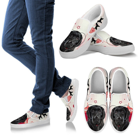 Valentine's Day Special Black Labrador Retriever Print Slip Ons For Women- Free Shipping-Paww-Printz-Merchandise