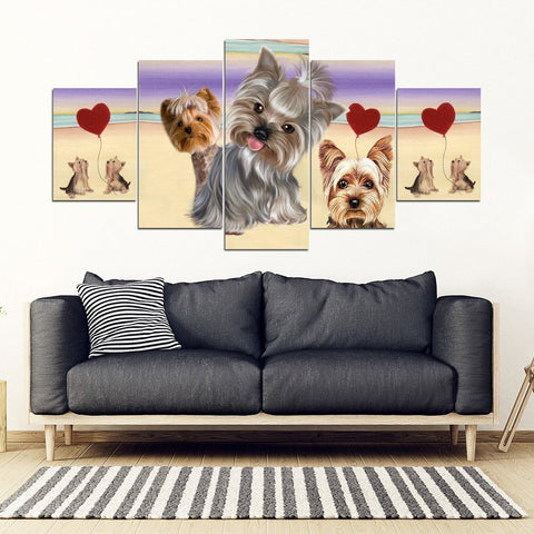 Yorkshire Terrier (Yorkie) Print-5 Piece Framed Canvas- Free Shipping-Paww-Printz-Merchandise