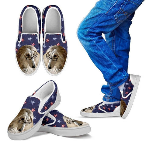 Afghan Hound Dog Print Slip Ons For Kids-Express Shipping-Paww-Printz-Merchandise