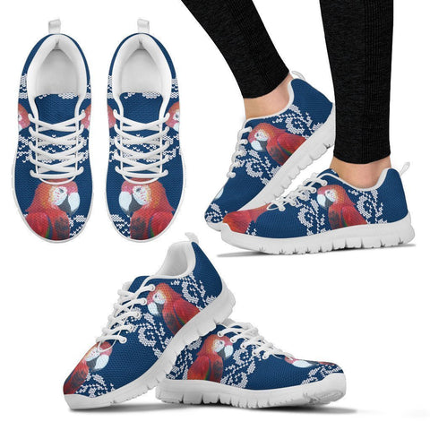 Scarlet Macaw Parrot Print Christmas Running Shoes For Women-Free Shipping-Paww-Printz-Merchandise