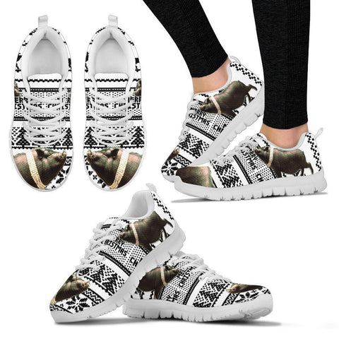 Large Black Pig Print Christmas Running Shoes For Women- Free Shipping-Paww-Printz-Merchandise