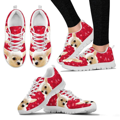 Valentine's Day Special-White Chihuahua On Red Print Running Shoes For Women-Free Shipping-Paww-Printz-Merchandise