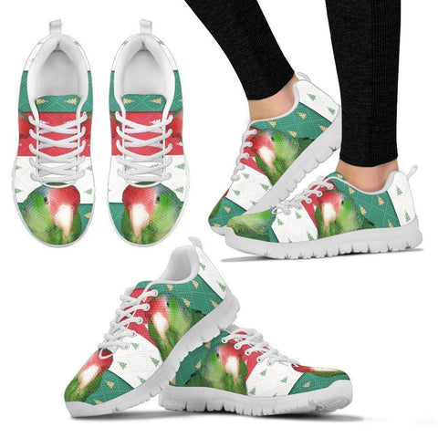 Red Headed Amazon Parrot Print Christmas Running Shoes For Women-Free Shipping-Paww-Printz-Merchandise