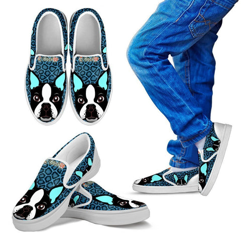 Amazing Boston Terrier Print-Kid's Slip Ons-Free Shipping-Paww-Printz-Merchandise
