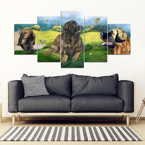 Leonberger With Butterfly Print-5 Piece Framed Canvas- Free Shipping-Paww-Printz-Merchandise