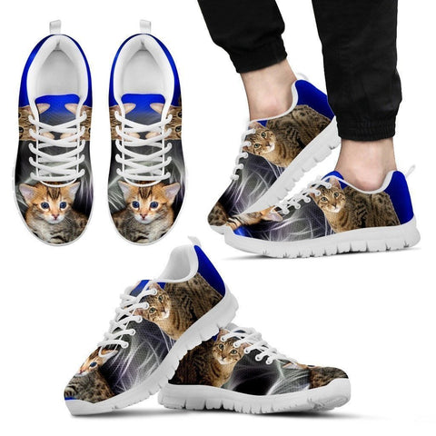 Serengeti Cat Print (White/Black) Running Shoes For Men-Free Shipping-Paww-Printz-Merchandise