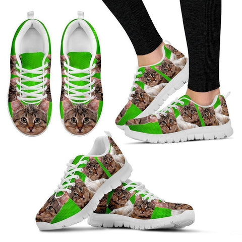 California Spangled Cat Running Shoes (Black/White) For Women-Free Shipping-Paww-Printz-Merchandise