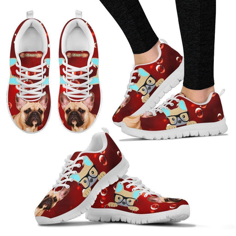 French Bulldog On Red-Women's Running Shoes-Free Shipping-Paww-Printz-Merchandise