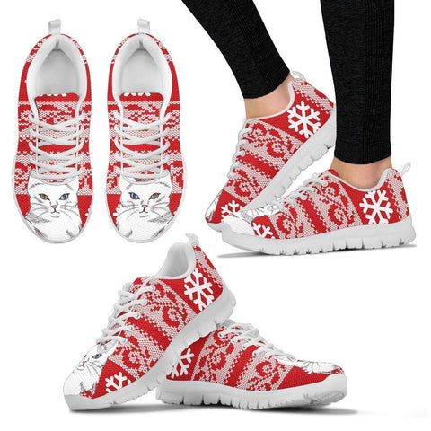 Turkish Angora Cat Print Christmas Running Shoes For Women-Free Shipping-Paww-Printz-Merchandise