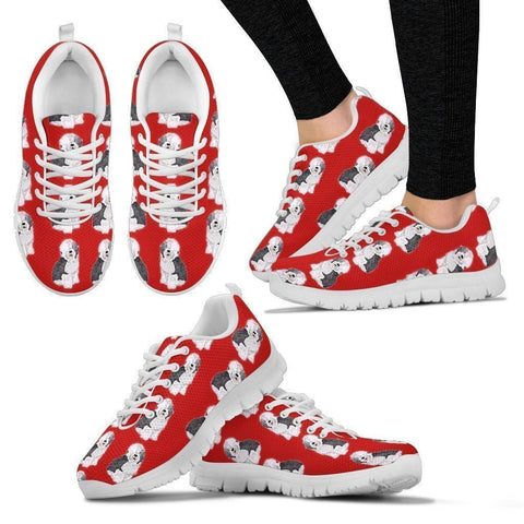 Old English Sheepdog Pattern Print Sneakers For Women- Express Shipping-Paww-Printz-Merchandise