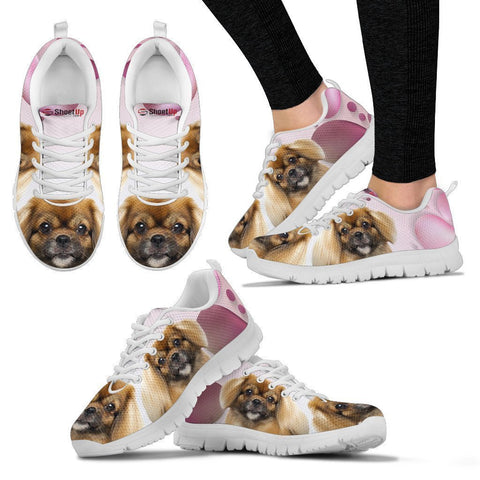Tibetan Spaniel Pink White Print Running Shoes For Women-Free Shipping-Paww-Printz-Merchandise