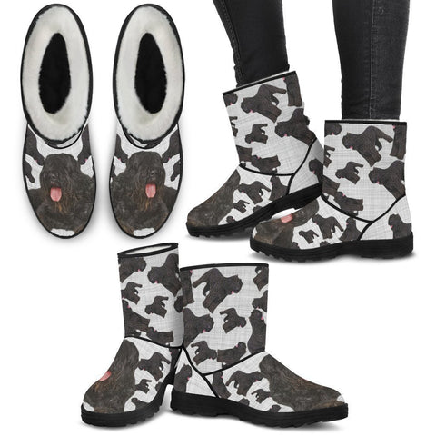 Bouvier des Flandres Print Faux Fur Boots For Women-Free Shipping-Paww-Printz-Merchandise