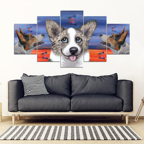 Cardigan Welsh Corgi Print-5 Piece Framed Canvas- Free Shipping-Paww-Printz-Merchandise