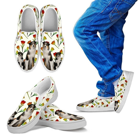 Australian Shepherd Dog Print Slip Ons For Kids-Express Shipping-Paww-Printz-Merchandise