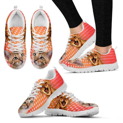 Toyger Cat Print (White/Black) Running Shoes For Women-Free Shipping-Paww-Printz-Merchandise