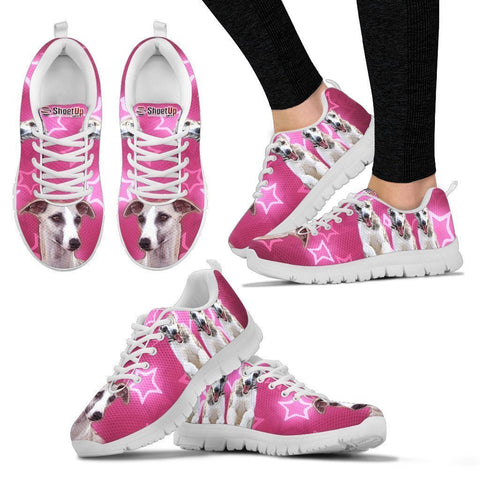 Whippet On Pink Print Running Shoes For Women- Free Shipping-Paww-Printz-Merchandise