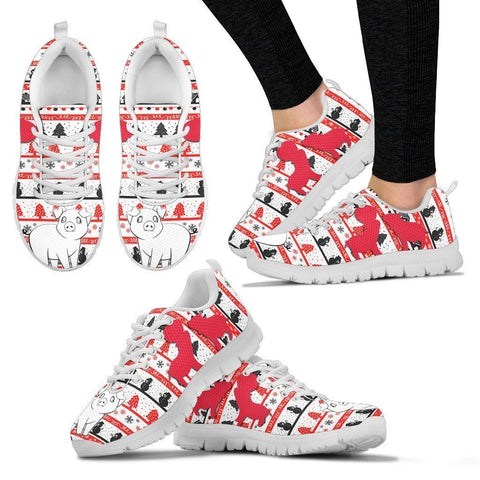 Kunekune Pig Print Christmas Running Shoes For Women- Free Shipping-Paww-Printz-Merchandise