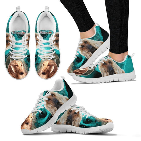 Afghan Hound On Deep Skyblue Print Running Shoes For Women- Free Shipping-Paww-Printz-Merchandise