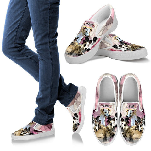 Whippet Dog Print Slip Ons For Women- Free Shipping-Paww-Printz-Merchandise