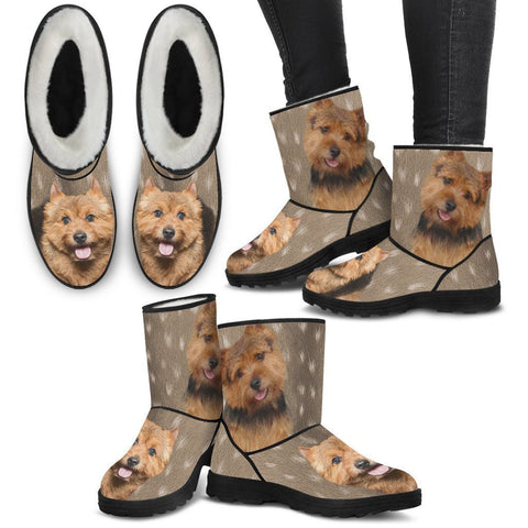 Norwich Terrier Print Faux Fur Boots For Women-Free Shipping-Paww-Printz-Merchandise