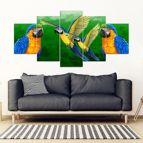 Blue And Yellow Macaw Parrot (Blue And Gold Macaw ) Print 5 Piece Framed Canvas- Free Shipping-Paww-Printz-Merchandise