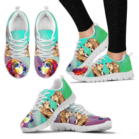 Painted Basset Hound Print Running Shoes For Women-Free Shipping-Paww-Printz-Merchandise
